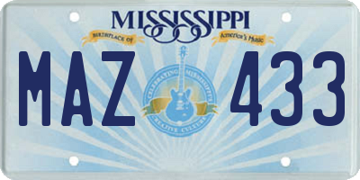 MS license plate MAZ433