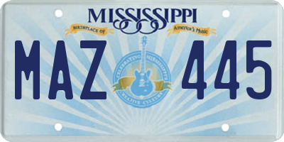 MS license plate MAZ445