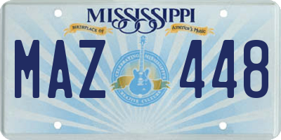 MS license plate MAZ448