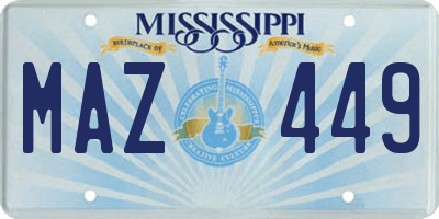 MS license plate MAZ449
