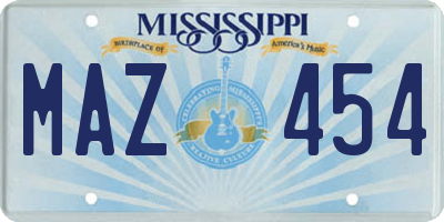 MS license plate MAZ454