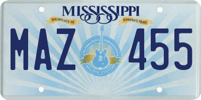 MS license plate MAZ455