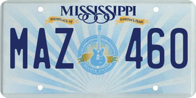 MS license plate MAZ460