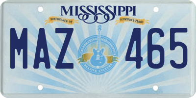 MS license plate MAZ465