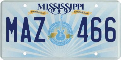 MS license plate MAZ466