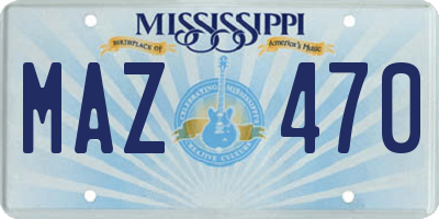 MS license plate MAZ470