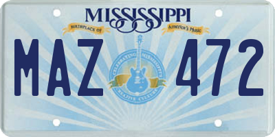 MS license plate MAZ472