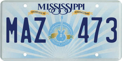 MS license plate MAZ473