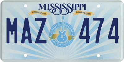 MS license plate MAZ474