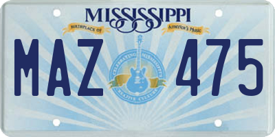 MS license plate MAZ475