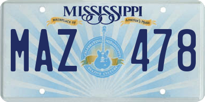 MS license plate MAZ478