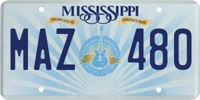 MS license plate MAZ480