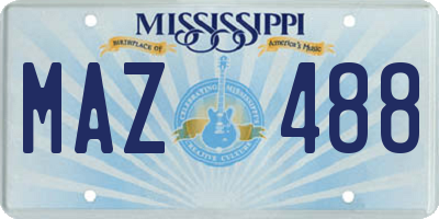 MS license plate MAZ488