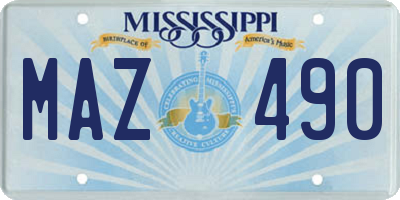 MS license plate MAZ490