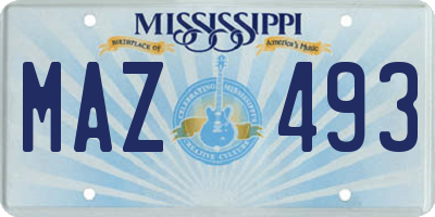 MS license plate MAZ493