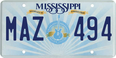 MS license plate MAZ494