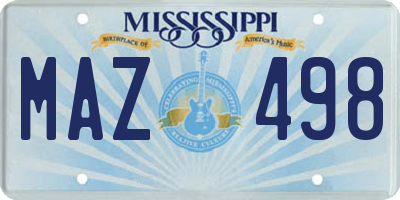 MS license plate MAZ498