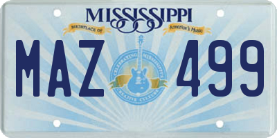 MS license plate MAZ499