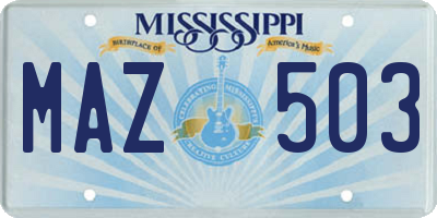 MS license plate MAZ503