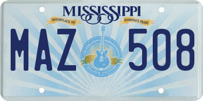 MS license plate MAZ508