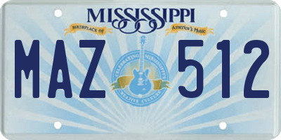 MS license plate MAZ512