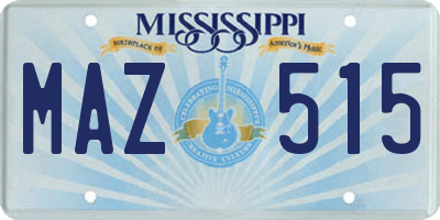 MS license plate MAZ515