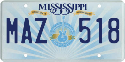 MS license plate MAZ518