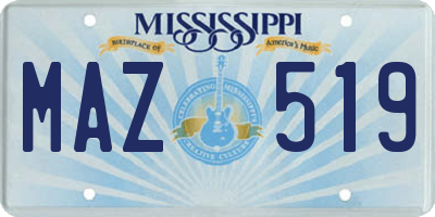 MS license plate MAZ519