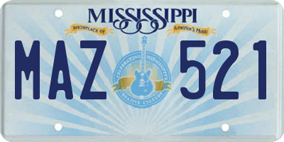MS license plate MAZ521
