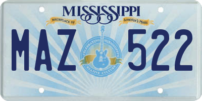 MS license plate MAZ522