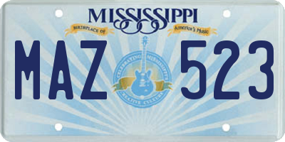 MS license plate MAZ523