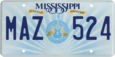 MS license plate MAZ524