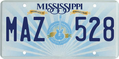 MS license plate MAZ528