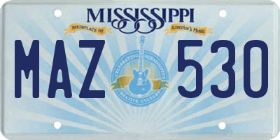 MS license plate MAZ530