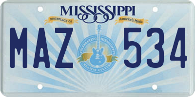 MS license plate MAZ534