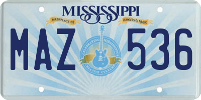 MS license plate MAZ536