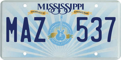 MS license plate MAZ537