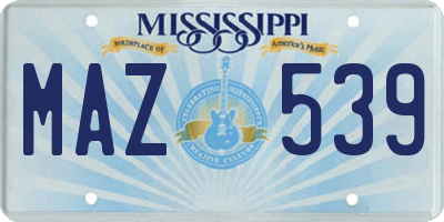 MS license plate MAZ539