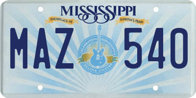 MS license plate MAZ540
