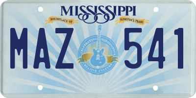 MS license plate MAZ541