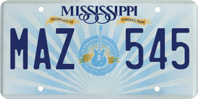 MS license plate MAZ545