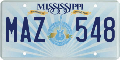 MS license plate MAZ548
