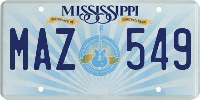 MS license plate MAZ549