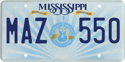 MS license plate MAZ550