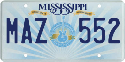 MS license plate MAZ552