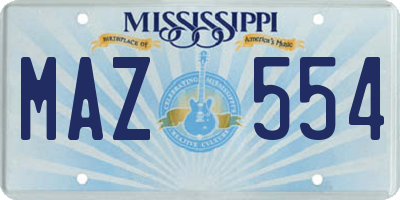 MS license plate MAZ554