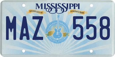 MS license plate MAZ558