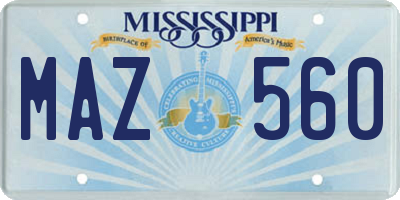 MS license plate MAZ560