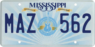 MS license plate MAZ562