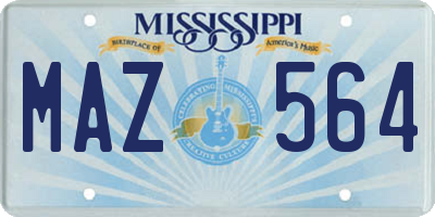 MS license plate MAZ564